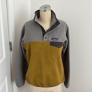 Patagonia synchilla snap-t fleece in mustard and grey